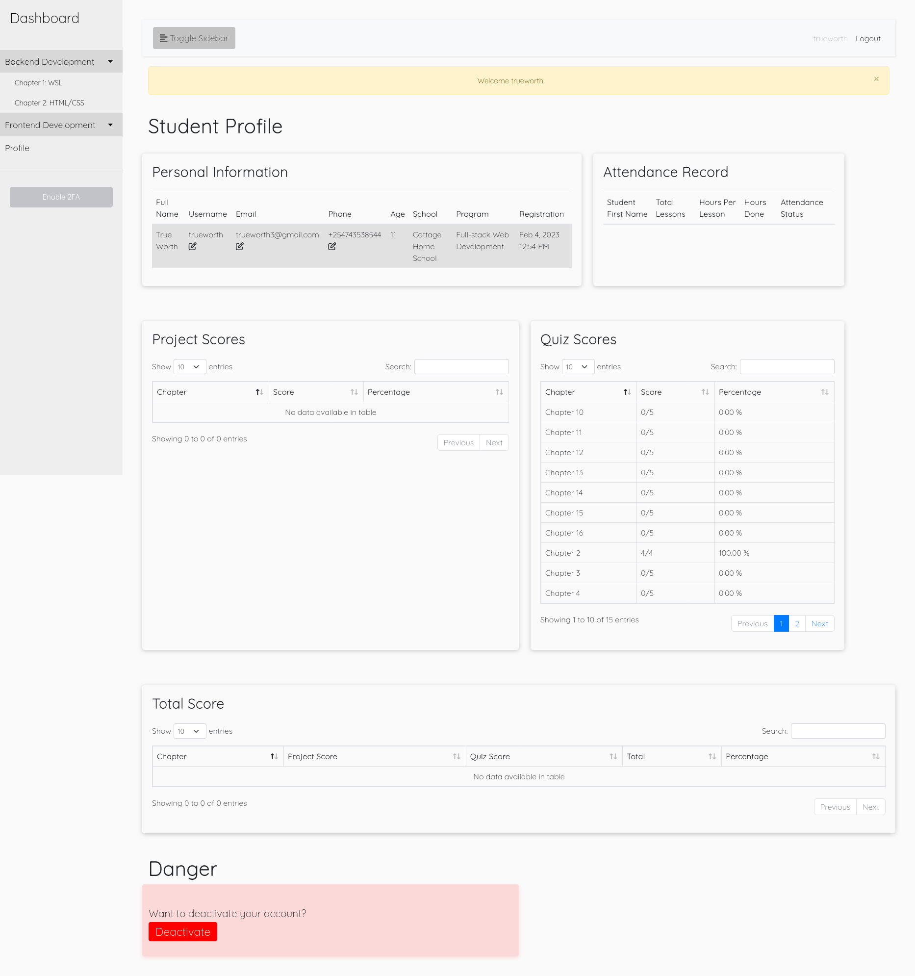 Newsletter App Dashboard Version1