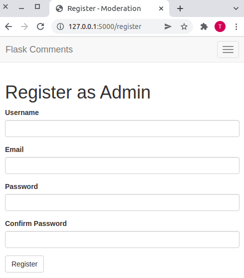 Admin Registration Form